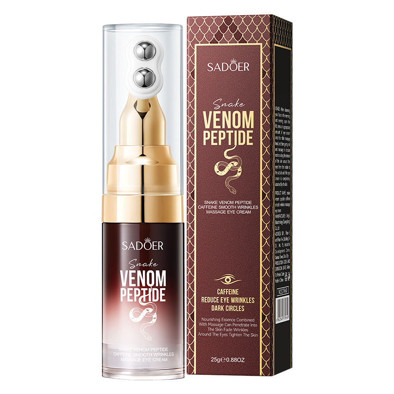 Eye Cream Peptide - SADOER Schlangengift-Peptid Koffein Anti-Falten Massage Augencreme