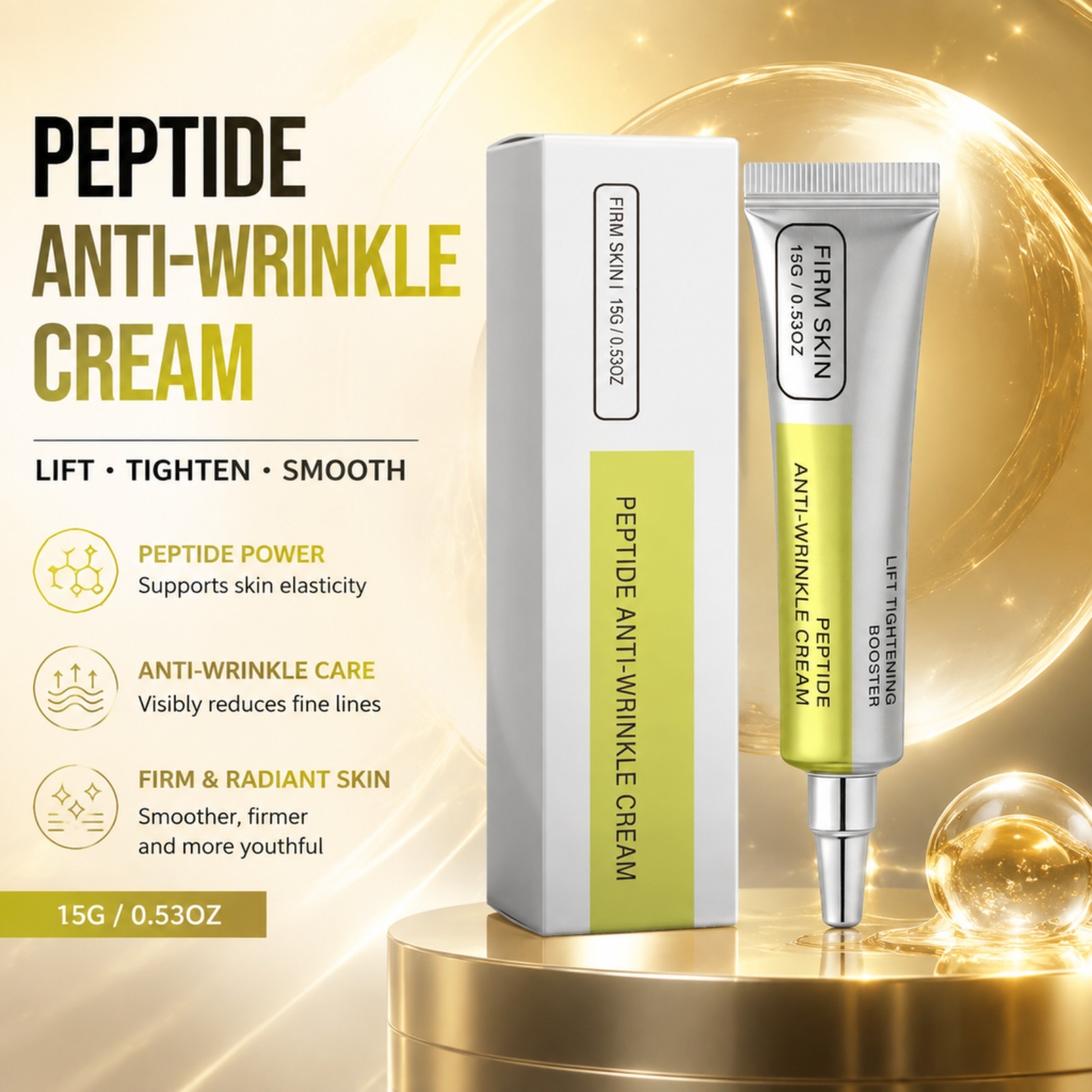 Eye Cream Peptide - Peptid-Retinol-Gesichtscreme Straffende Glättende Feuchtigkeitscreme Hydratisierende Feinlinienpflege